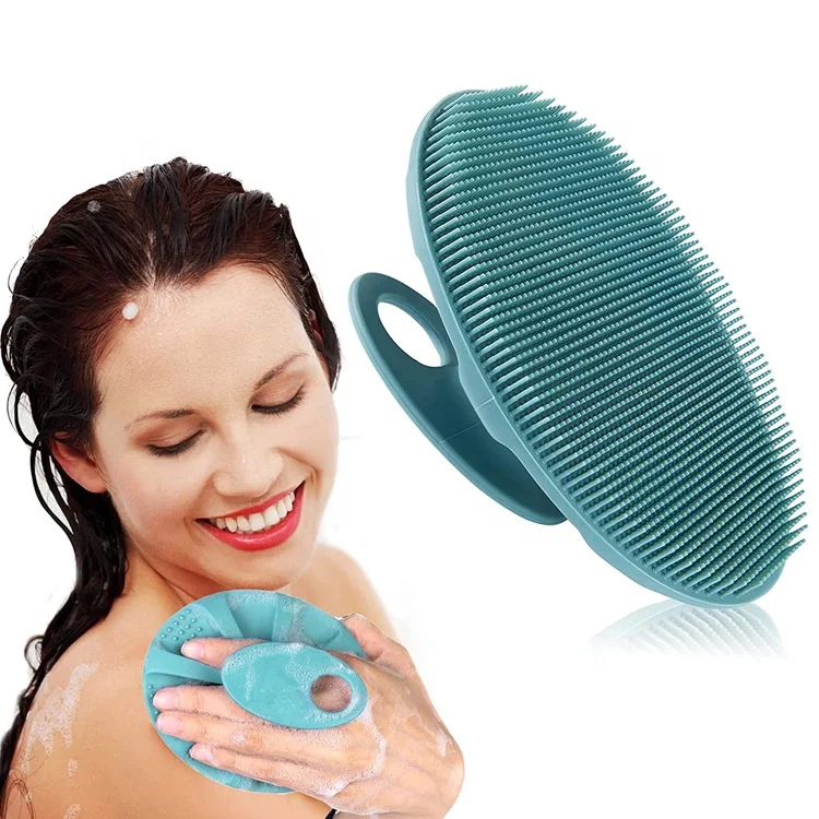 

HEYAMO Remove Dandruff Soft Silicone Bristles Body Scrubber Shower Cleansing Hair Scalp Massager Shampoo Brush Baby Bath Brush
