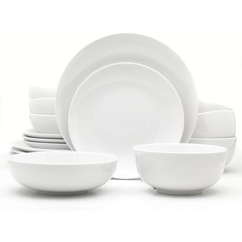 4pcs Ceramic Dinnerware Set Round Stoneware Serving Plate Bowl Dining Tableware