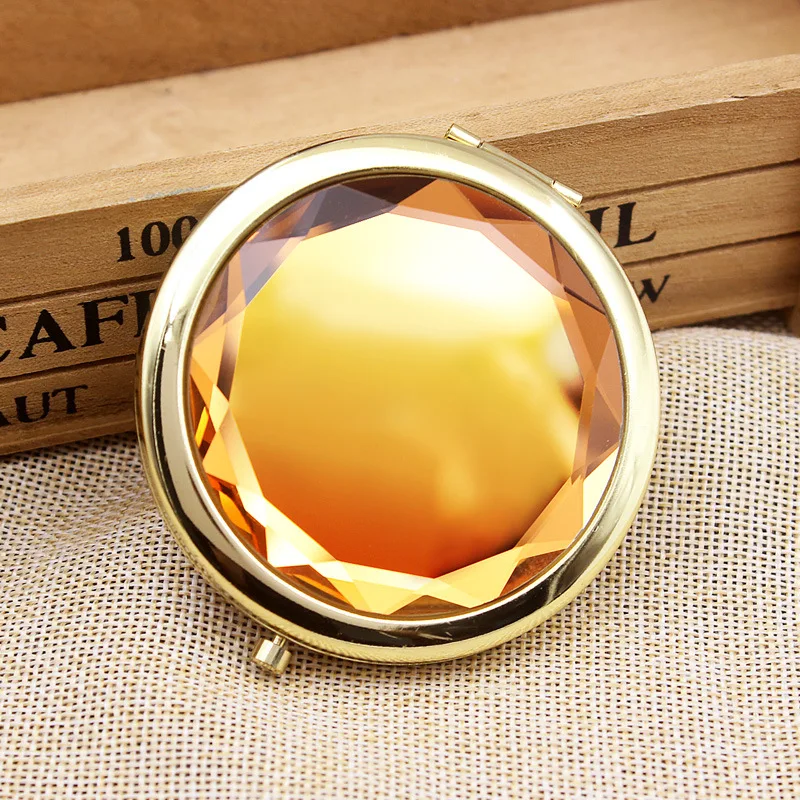 

Promotional Crystal Mirror/Foldable Round Compact Mirror/Small Metal Makeup Pocket Mirror, Gold