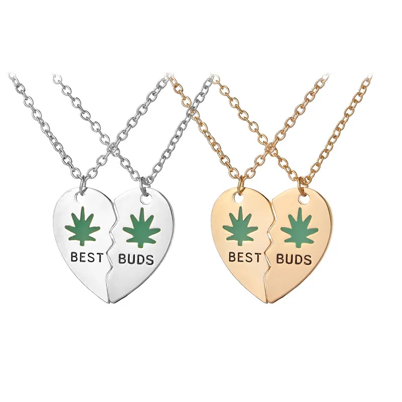 

2021 New Best Buds Necklace Love Shape Pendant, Gold silver