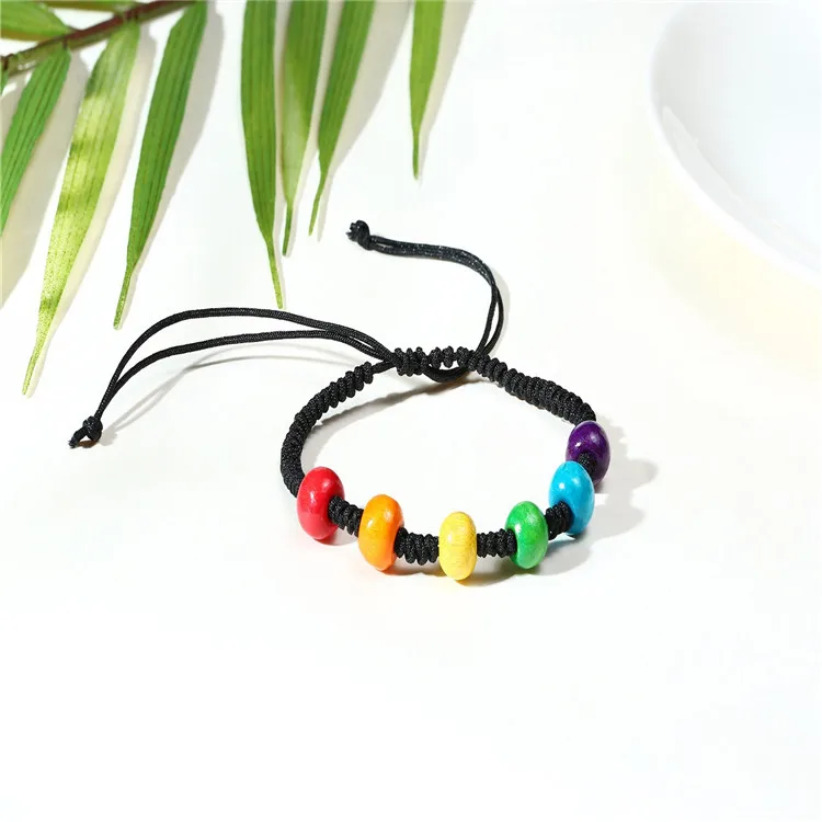 

Beautiful Colorful Stainless Steel Beads Handmade Woven Black String Bracelet