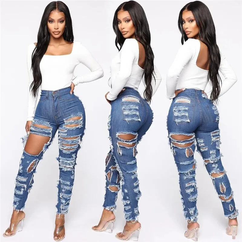 

The new 2022 Crazy tear women stretch jeans casual high waist pencil pants slim