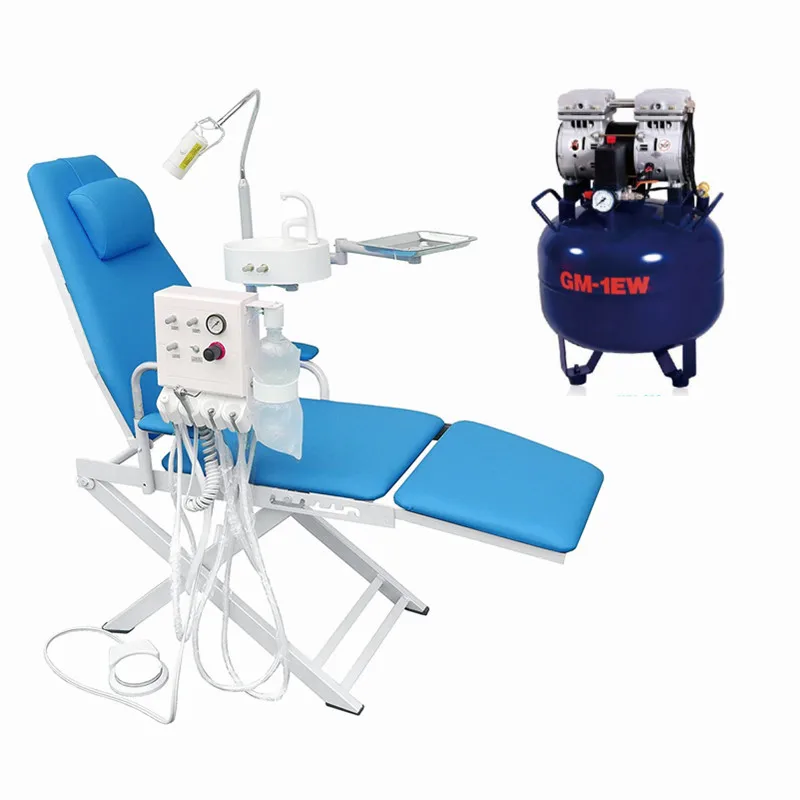 Portable Dental Clinic Folding Chair+air Compressor With Led Light