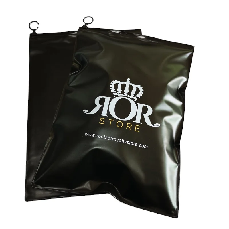 Fashioned Black Color Garment Zipper Bag Custom Packaging Bag For Hoodies Zip Lock Bag With Logo
