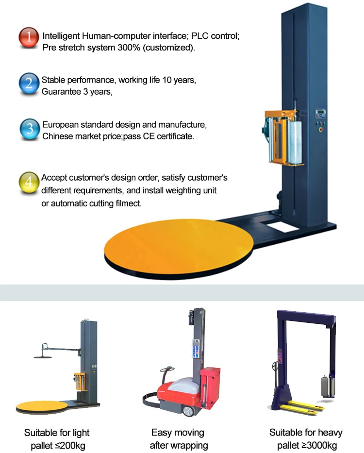 Automatic Pallet wrapping machine Pre-stretch Pallet Wrapping machine pallet wrapper with good quality guarantee