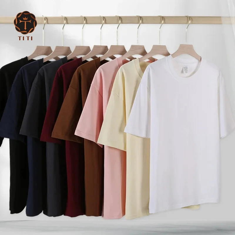 Women's Short Sleeve O-Neck T Shirts 100% Cotton Heavyweight Summer Fashion Unisex Basic Top Tees