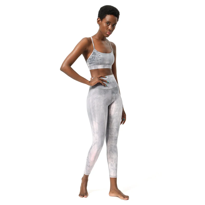 

2021 workout clothing wholesale gym wear two piece high waist sport women plus size summer tie dye yoga sets fitness