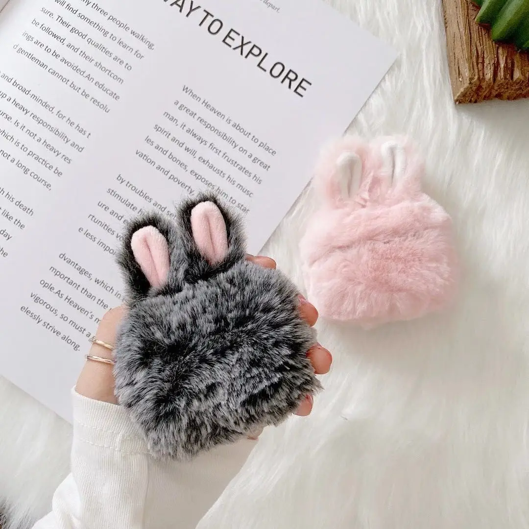 

Comfortable Bunny Ears Fur Case Cover for AirPods 1 2 3 Case for AirPods Pro Case, As pictures