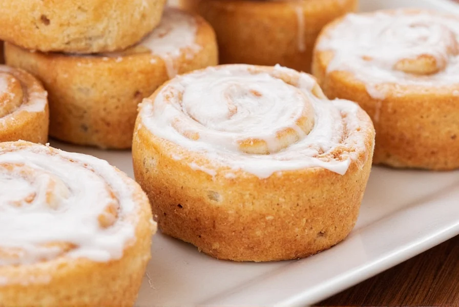 Homemade cinnamon rolls fresh from the oven with melted icing dripping down the sides on a rustic wooden table