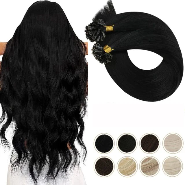 

Full Shine Pre Bonded Solid Color 25g Virgin Hair Nail U Tip Extensions