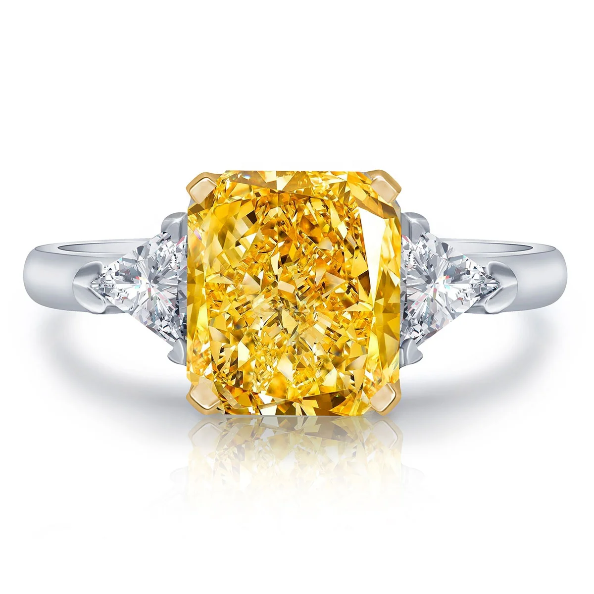 

3.0ct three stones band silver 925 fashion women gemstone jewelry wedding engagement ring diamond, Yellow, pink, blue, white