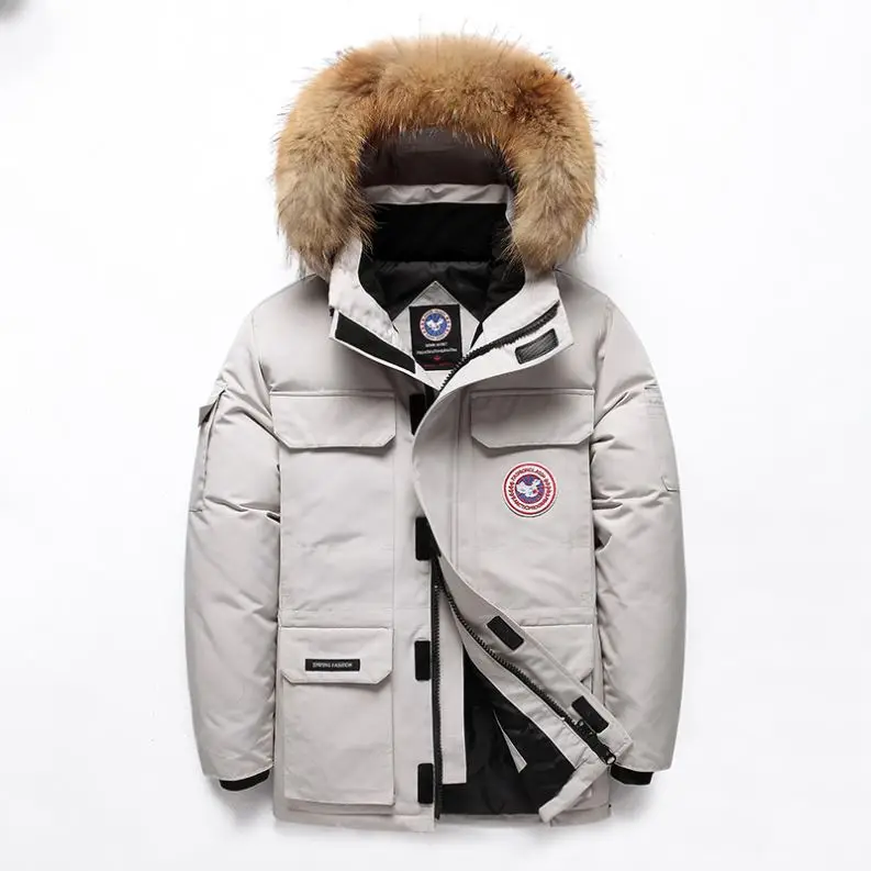 

High quality wholesale big fur collar canada style men's goose down jacket thick outdoor winter coat, Custom color