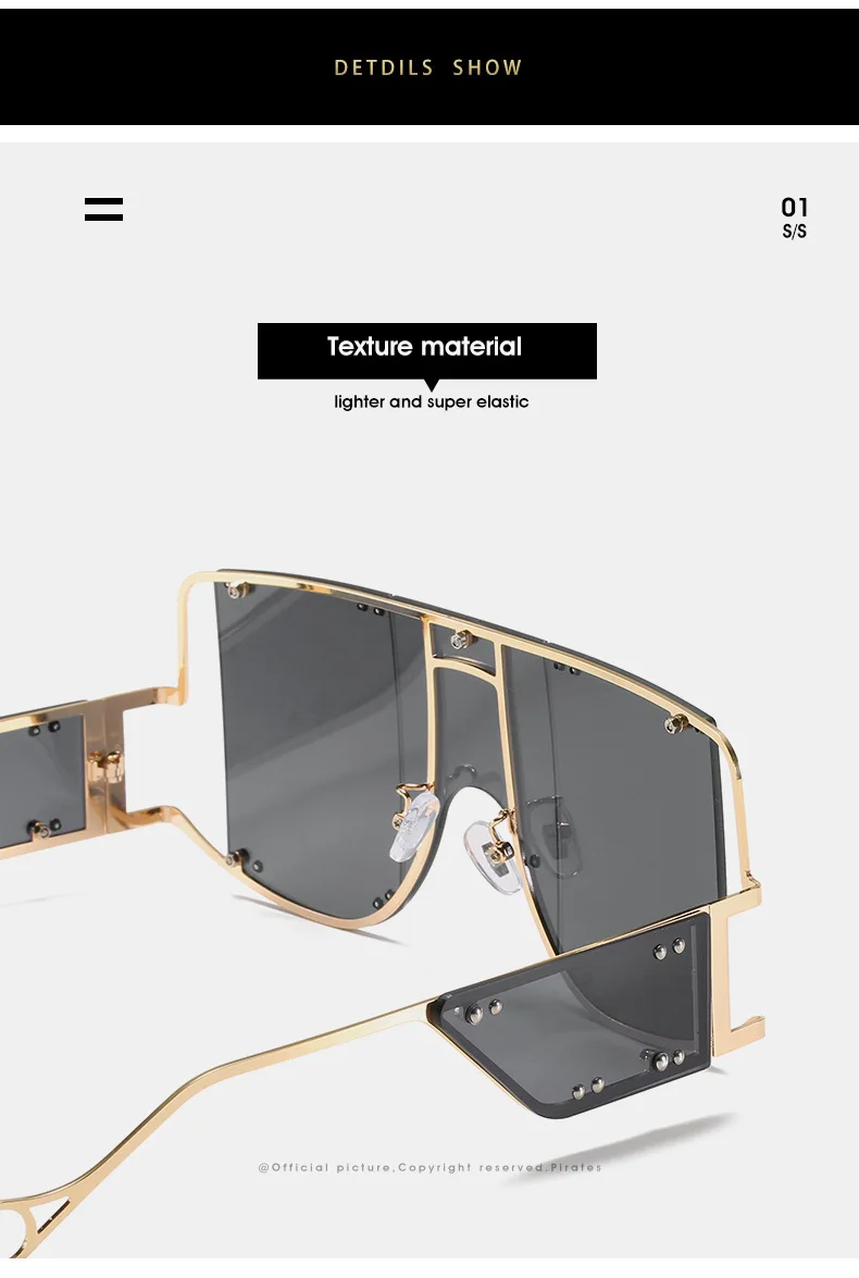 EUGENIA Rivet Fashion Four Lenses Wrap Glasses 2020 Big Square Frame Oversized Sunglasses