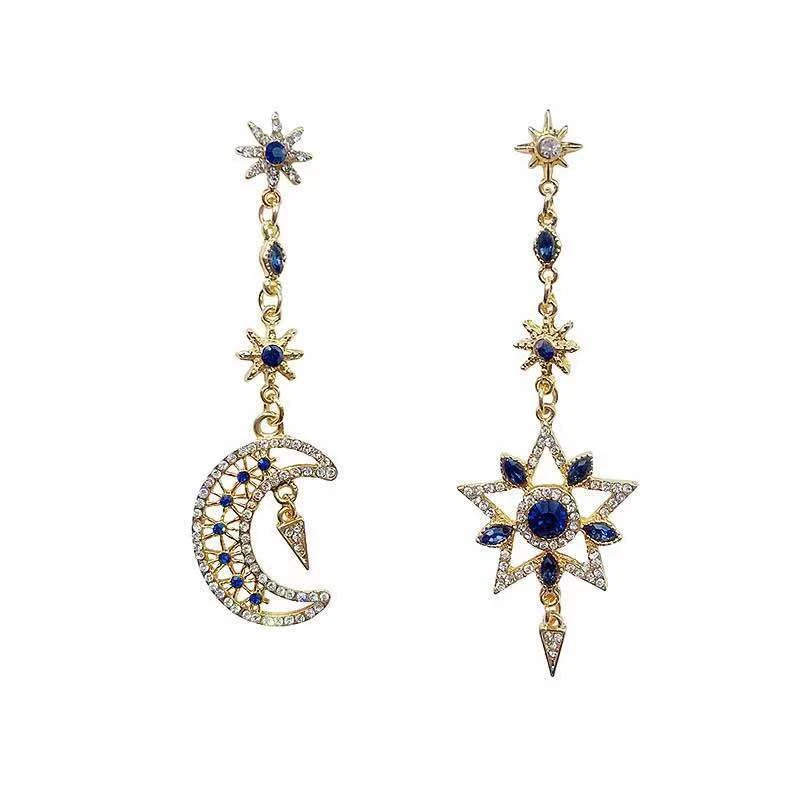 

Aimgal Jewelry S925 silver needle Baroque earrings retro sexy Creative Star Moon long earrings for women