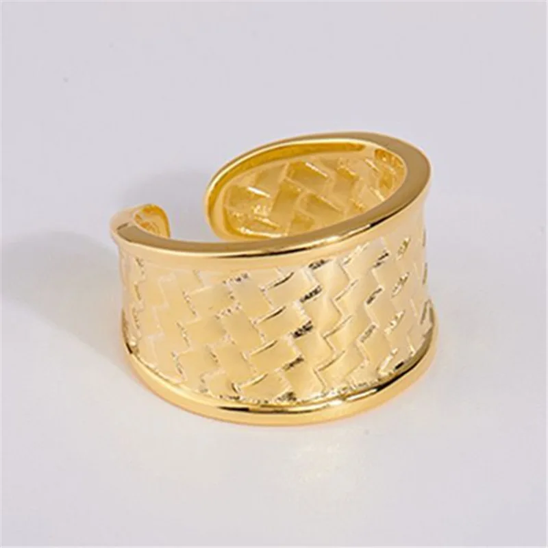 

New Knitted Ring for Men and Women Personalized Trendy Bright Face Wide Opening adjustable gold plated rings