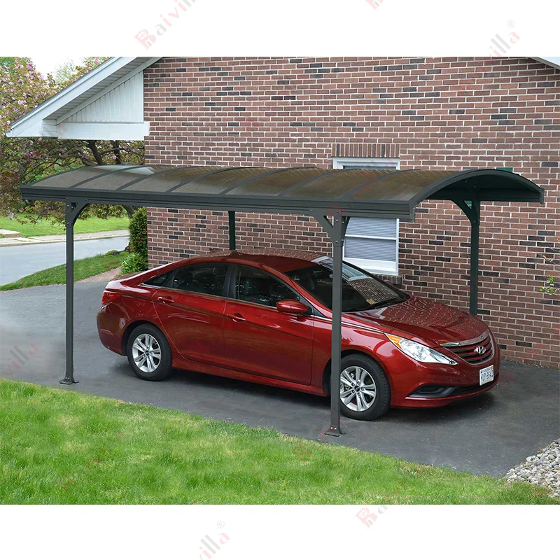 

Modern Aluminum Frame Carport With Arched Roof Polycarbonate Made In China For Patio Garden, Customized color