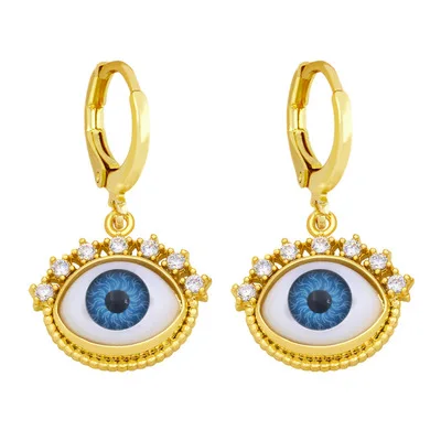 

Newest Trendy 18K Gold Plated Shiny Zircon CZ Devil Eyes Earrings Crystal Evil Eyes Drop Earrings For Women Girls