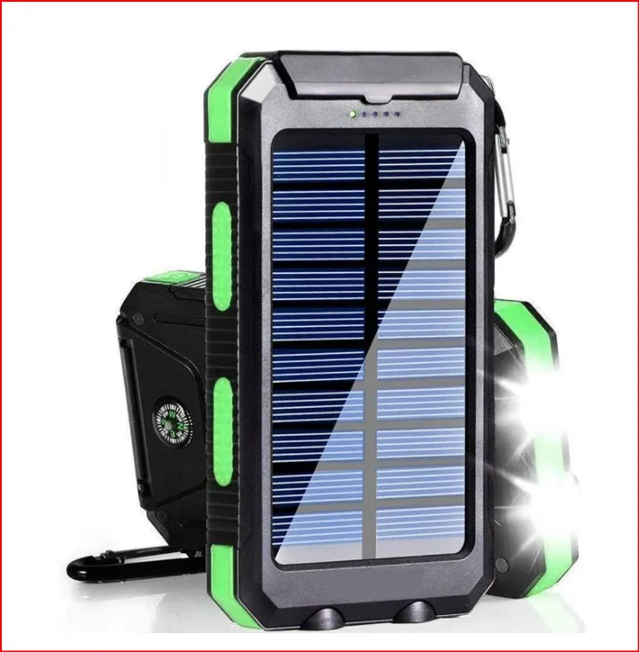 

Factory wholesale Solar charging bank 8000-20000mAh Mobile phone power supplyr waterproof with compass LED lamp