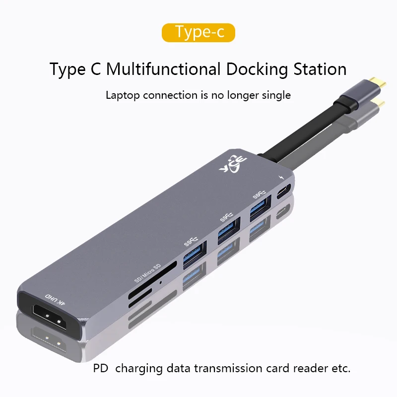 Wholesale seven in one computer type c docking station to usb 3.0 SD / TF