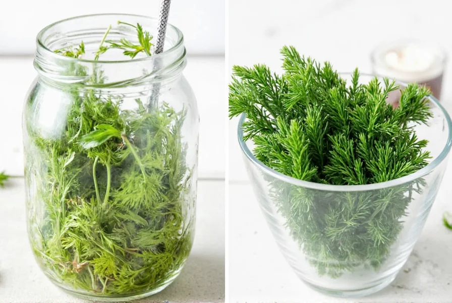 Fresh dill on a wooden table