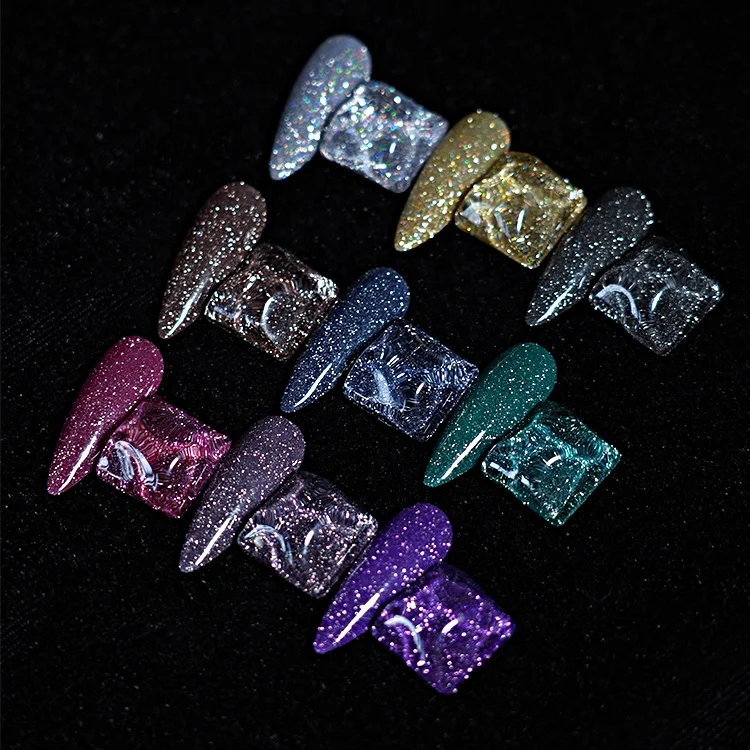 

RS NAIL OEM Free Sample Gel Nail Polish Reflective Glitter Gel Semi Permanent Nail Art Varnish disco diamond gel