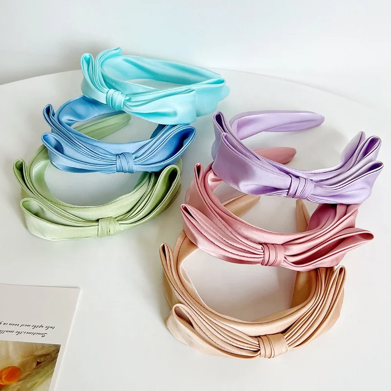 

MIO wholesale handmade bow knot headband wide double layer sweet bowtie shape for girls womens headbands