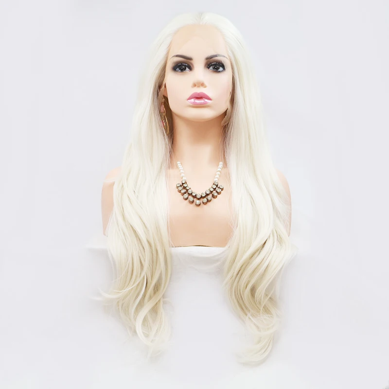 

High Quality Futura Fiber Wig White Color 26Inches Long Pelucas Natural Wave Perruque Petit Prix Womans Wig