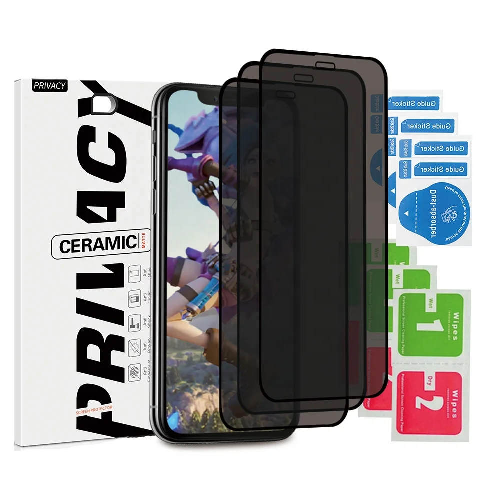 

NITU 3 Pack Anti Fingerprint Glass Matte Soft Privacy Screen Protector for iphone 11 11 pro, Black
