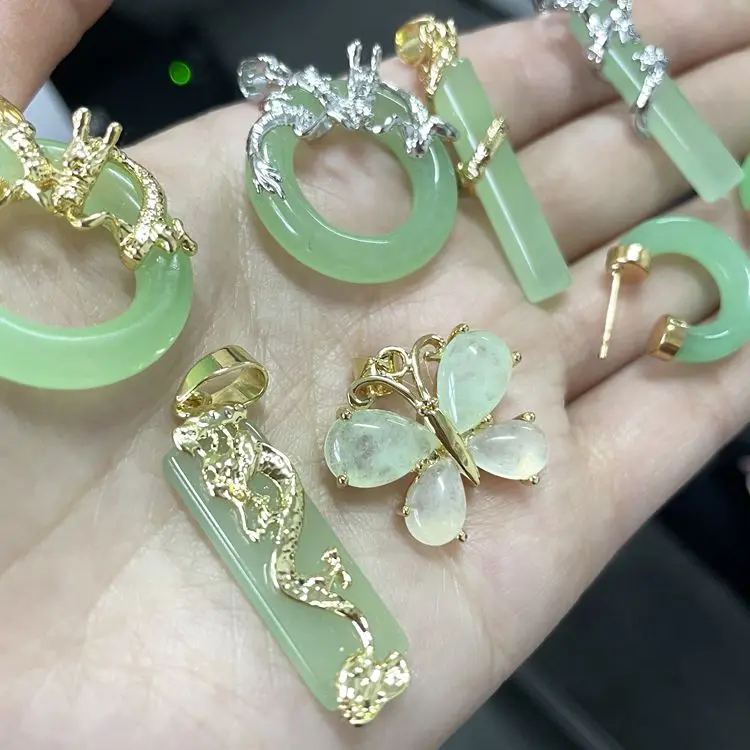 

HOT! Fashion wholesale jade baby green pendant gold plated jewelry Necklace