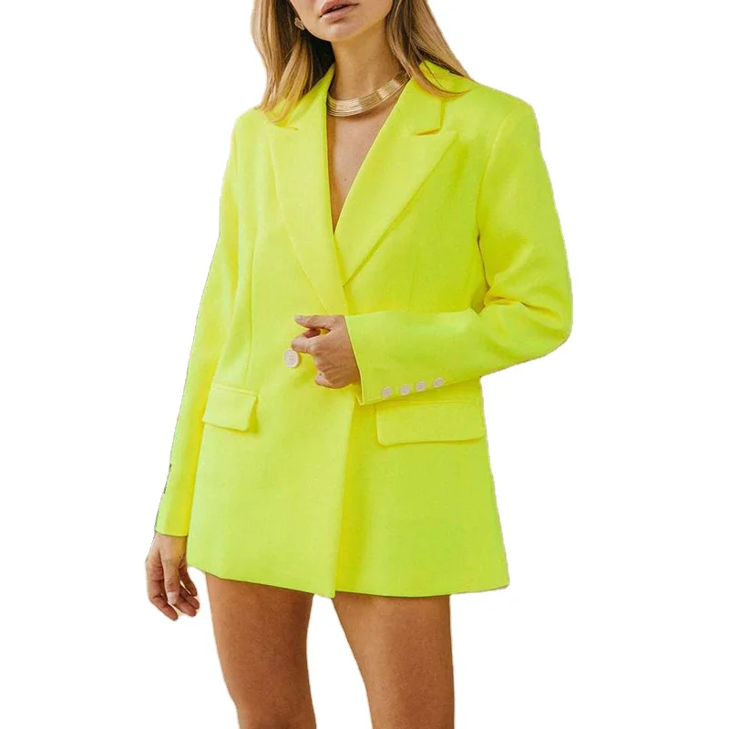 

2021 new arrivals wholesale high quality loose casual bright color women blazer jacket women's jackets