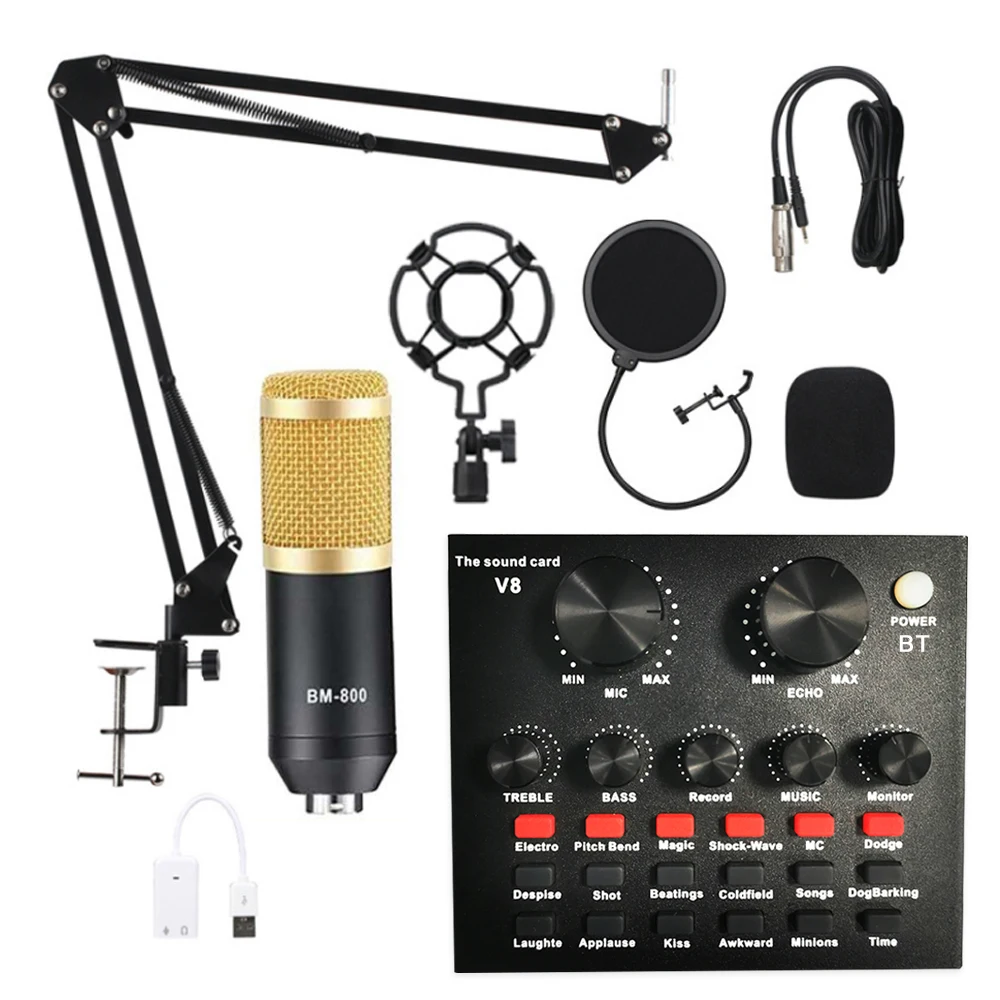

DLDZ Factory wholesale BM-800 wired mic sets for gaming singing reading Live broadcast condenser microphone with sound card