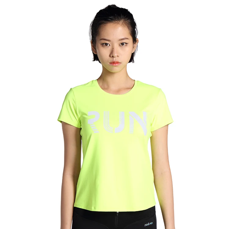 

OEM moisture wicking women printing designed plain basic sports T shirt running dry fit sublimation running shirt