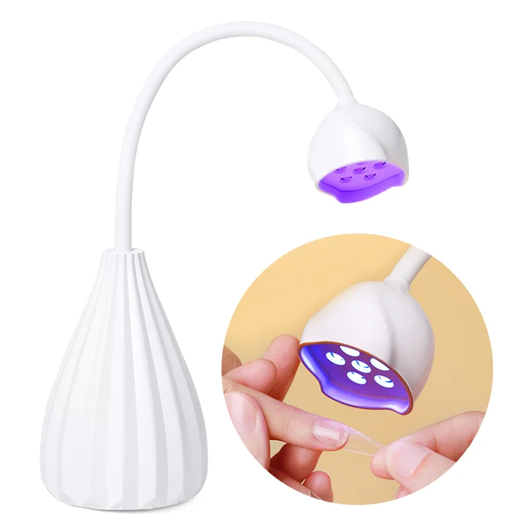 

2021 New White Lotus Mini UV Nail Lamp USB Rechargeable 12W 1800mAh Polish Gel Nail Lamp Mini
