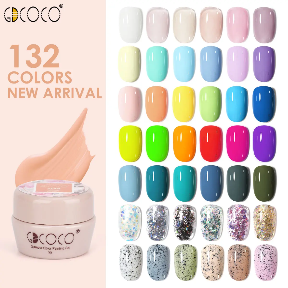 

GDCOCO Nail Art Painting UV Gel Soak Off Semi Permanent UV Lacquer Varnish Gel Color Nail Design Paint Enamel Gel Polish Ink