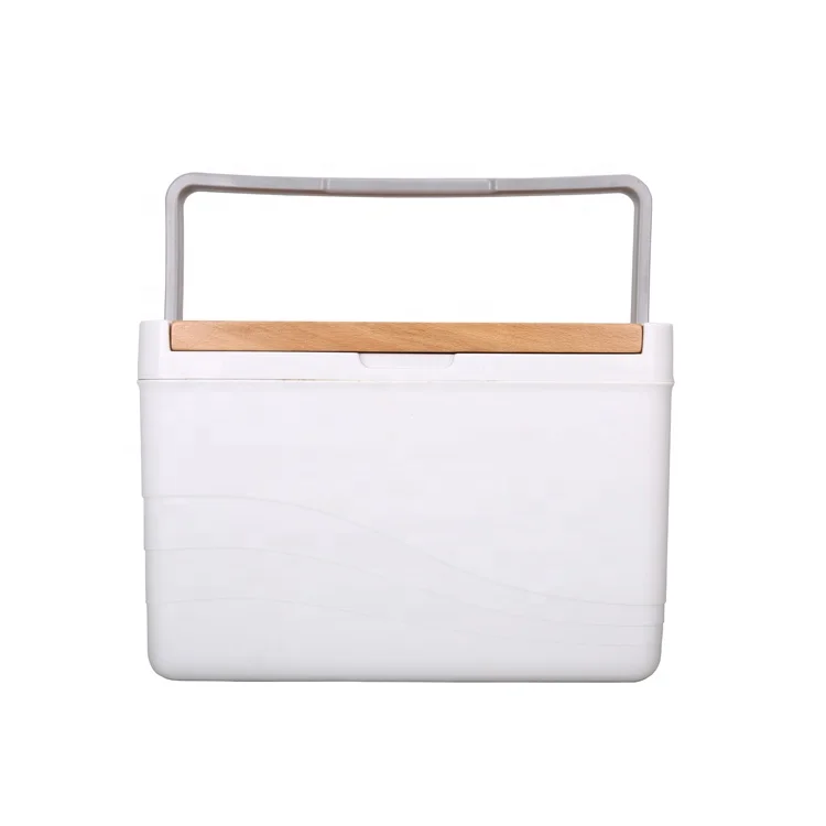 

Factory hot high quality 11L Gint portable cooler ice box with wood lid, Customized color
