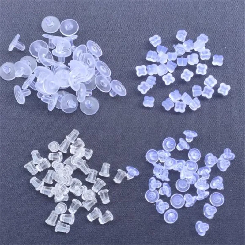 

Factory Direct Sale Plastic Silicone Rubber Transparent Earring Backs Stopper Jewelry Accessories Diy Parts Ear Plugging, Pearl color