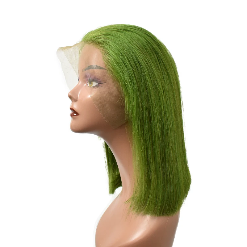 

Green Color 100% human hair Full Frontal Bob Wig wholesale price