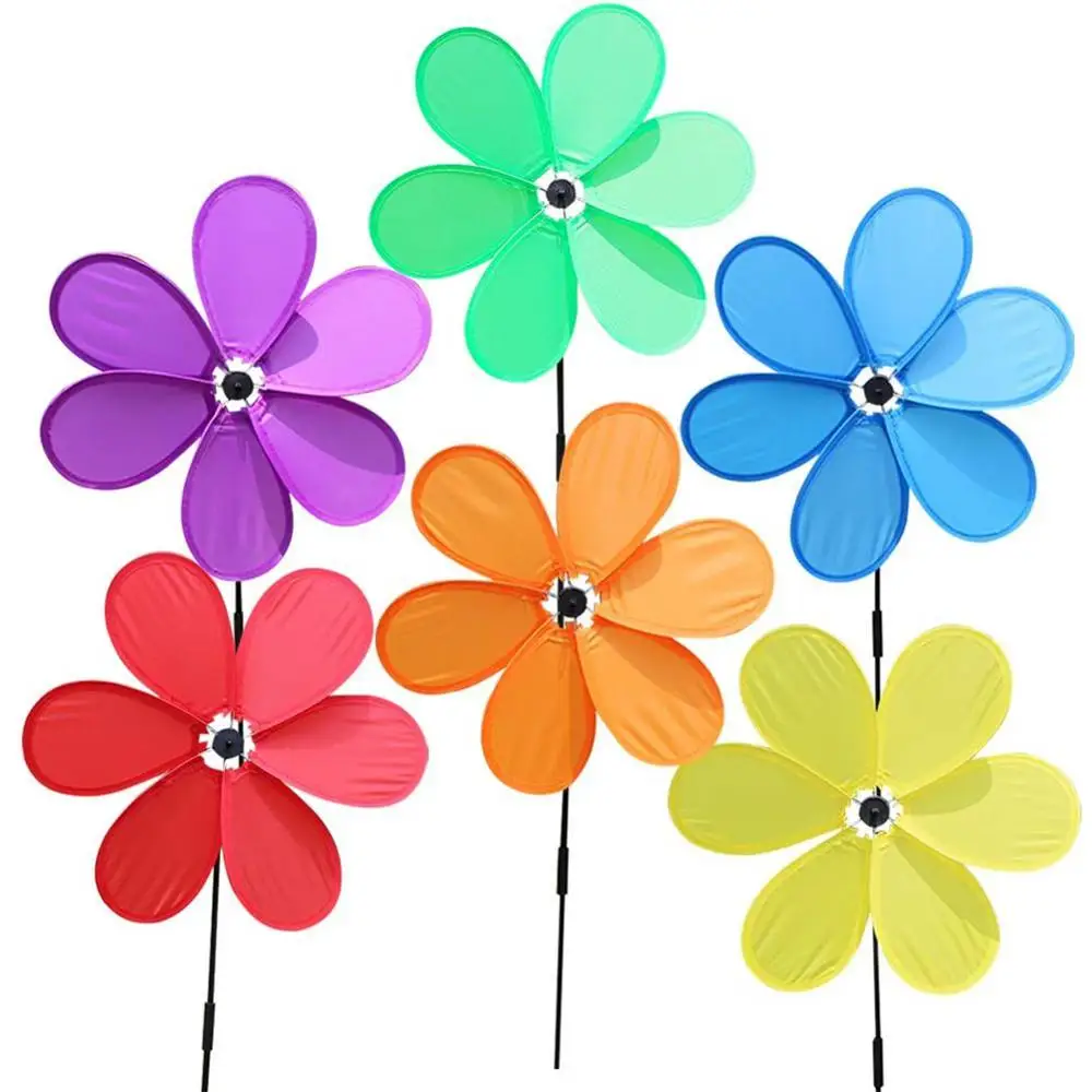 

Six-leaf Color Cloth Art Windmill Children's Toy Windmill Outdoor Real Estate Activity Park Decoration