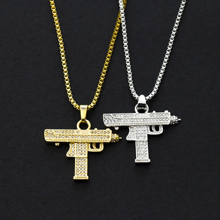 

Party Gifts stainless steel Gold Chain Boho Jewelry Punk Gun Necklace, As pic