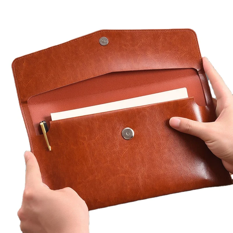 Custom A5 Pu Leather Business Portfolio Folder Bag Zippered Padfolio Portfolio Binder Promotional Gifts