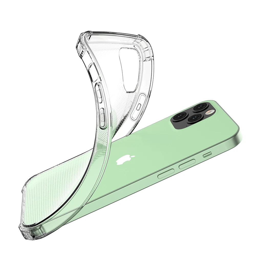 

Reinforced Corner Air Cushion Shock Absorption Cover Transparent TPU Phone Cases For iPhone 12 13 Pro Max SE Clear Case, White