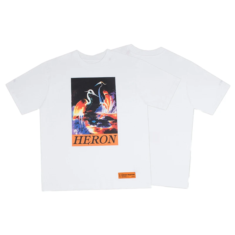 

Heron Preston Half High Collar T Shirt Men Women Hip Hop High Quality Cotton Direct Injection Printing T Shirt, Black&white&pink
