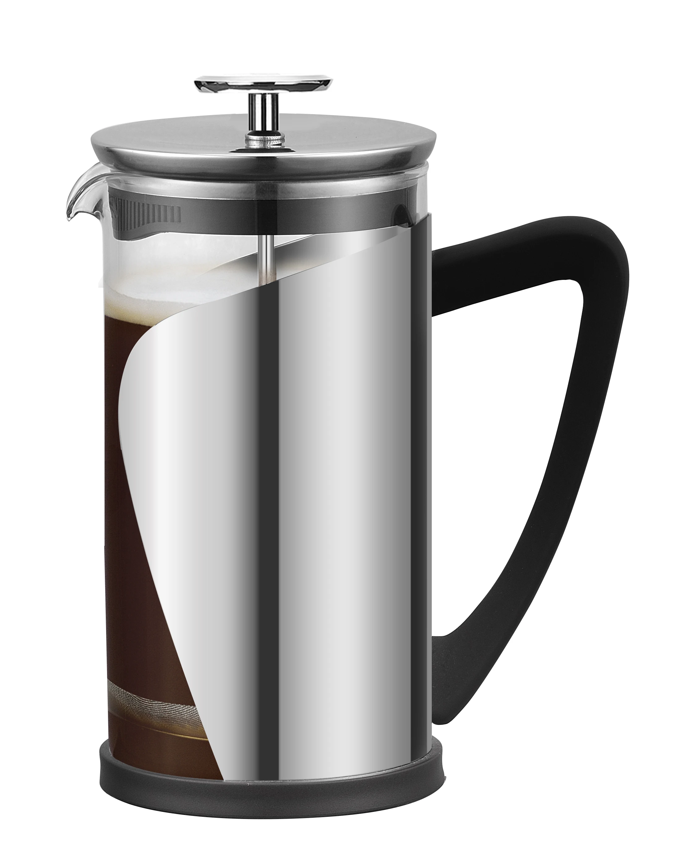 

Customizable OEM/ODM Food Grade Eco-Friendly Modern High Borosilicate Pyrex Glass 304 Stainless steel Coffee maker French Press