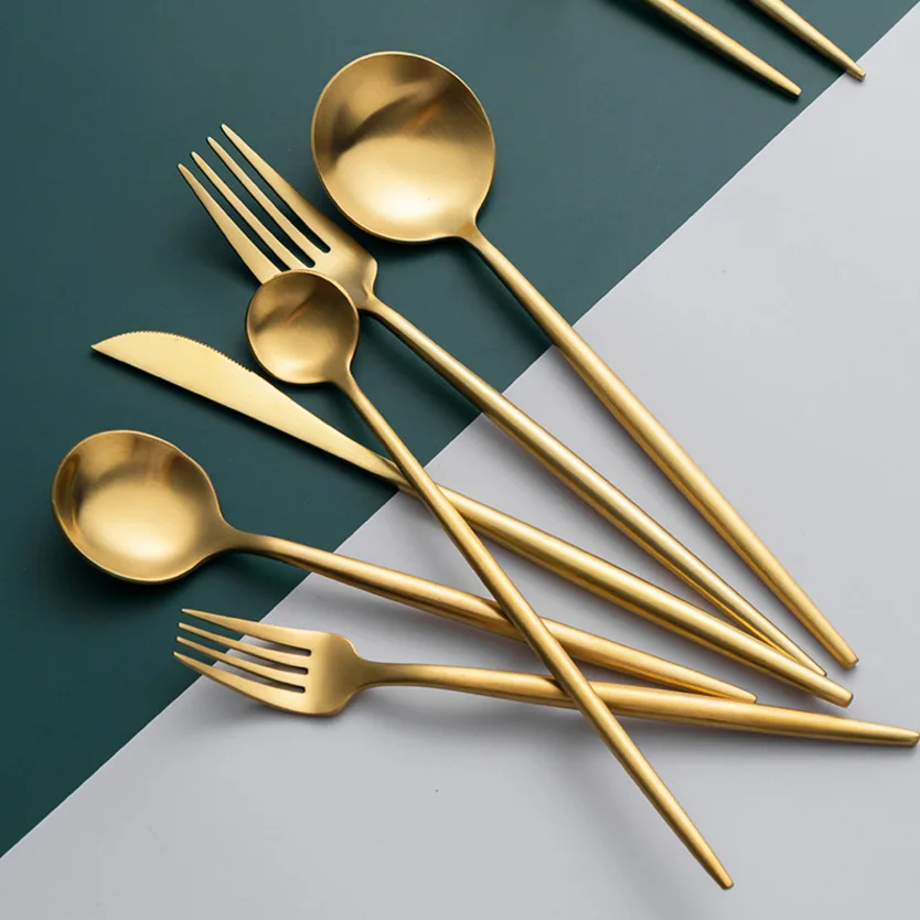 

Stainless Steel Metal Tableware Creative Matte Travel Cutlery Set, Customized