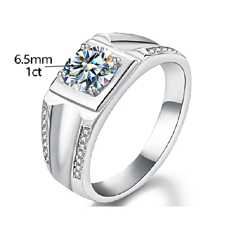 

High quality Gra VVS D color moissanite diamond mens custom ring 925 sterling silver 1ct men vintage engagement luxury Jewelry