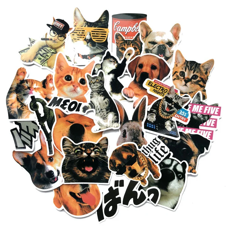 

30 pcs/ bag VSCO Personalized pet cat dog dog decoration stationery suitcase animal cute stickers, Cmyk