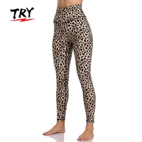 

TRY Womens leggins deportivos high Waisted Pattern leopard printed sublimated Leggings Full-Length Yoga Pants