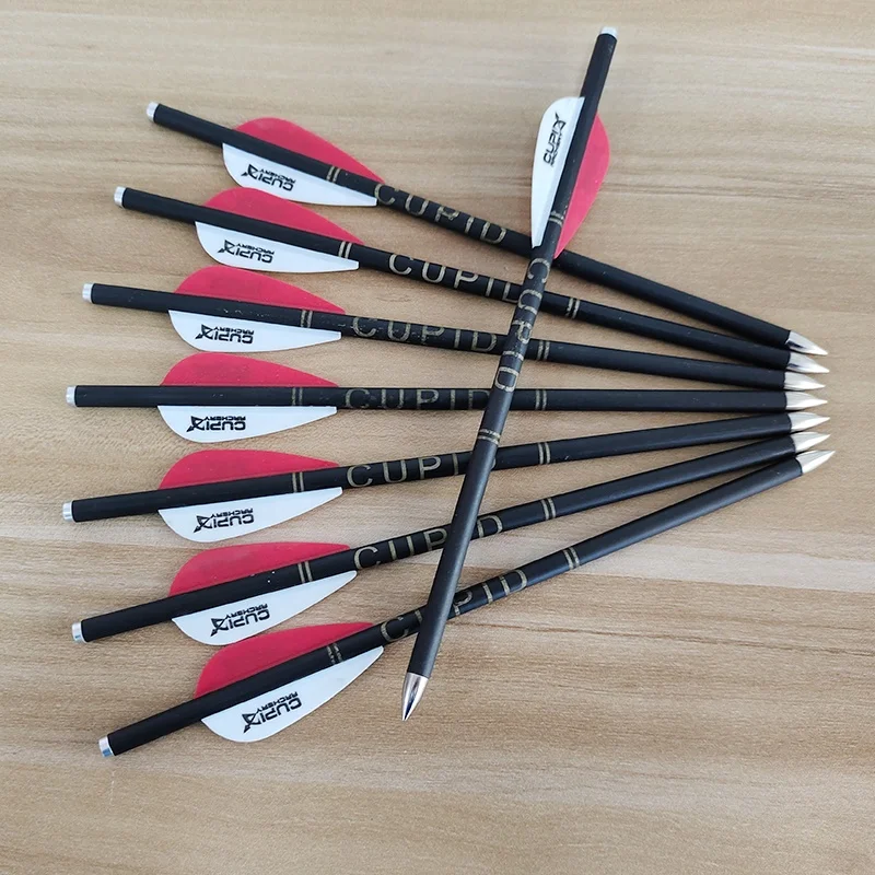 

24pcs Pure Carbon Crossbow Arrow Diameter 6mm 2 Feathers Arrow Bolts for Crossbow Hunting Archery Shooting