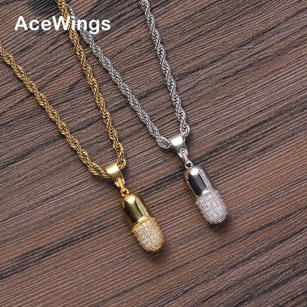 CN304 Small Size Brass CZ pendants Iced Out Hip Hop Necklace Gold color silver color