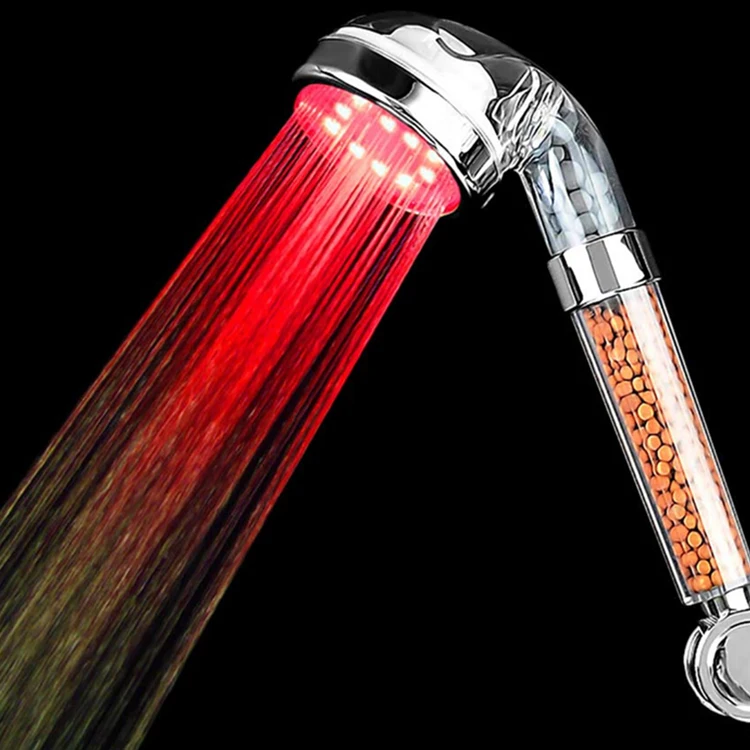 

Bathroom LED 7 color changing light abs Vitamin C Negative Ion hand shower head